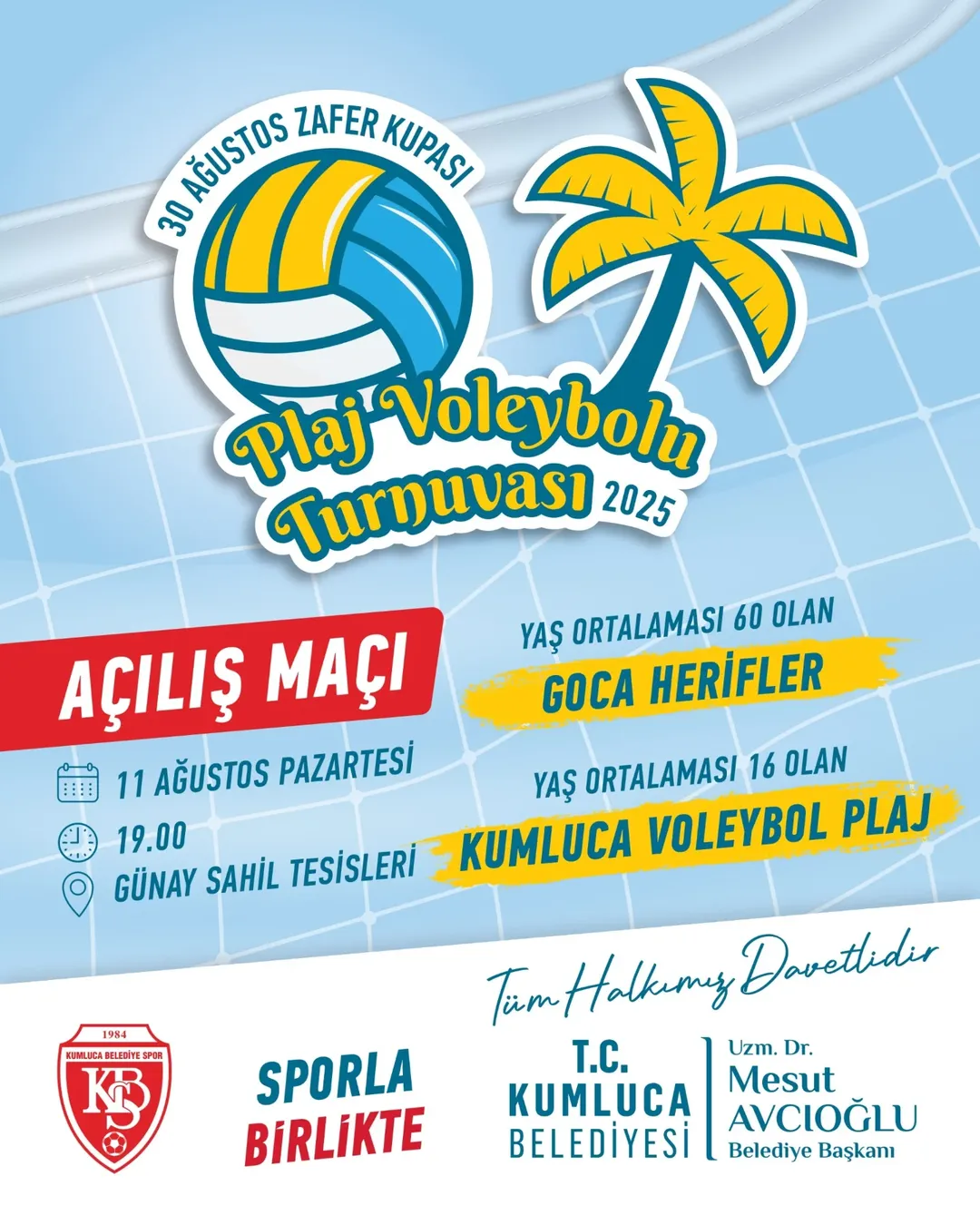 Kumluca'da 30 Ağustos Zafer Kupası Plaj Voleybol Turnuvası Başlıyor