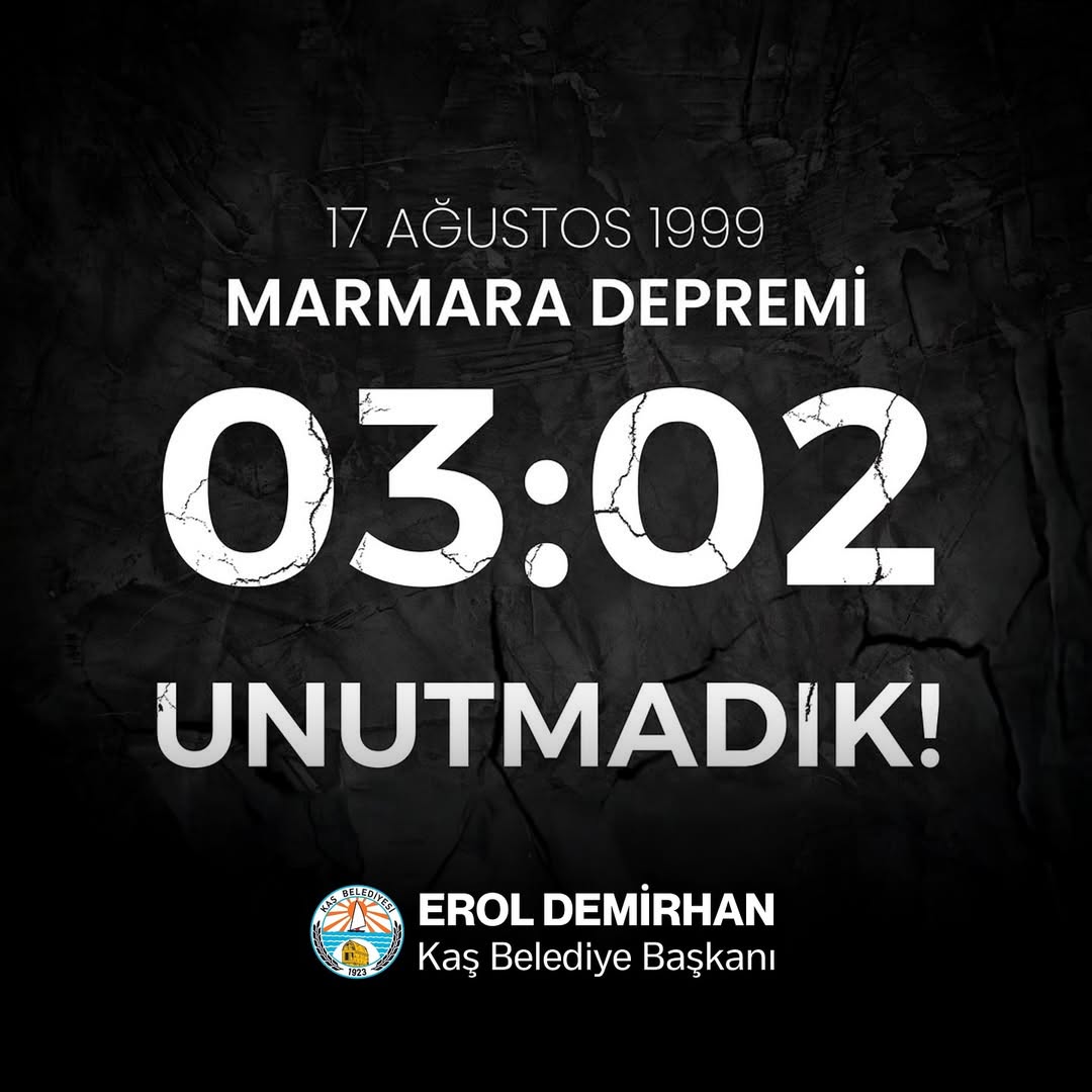 Marmara Depremi'nin 26. Yılı: Kaş Belediyesi Anma Töreni