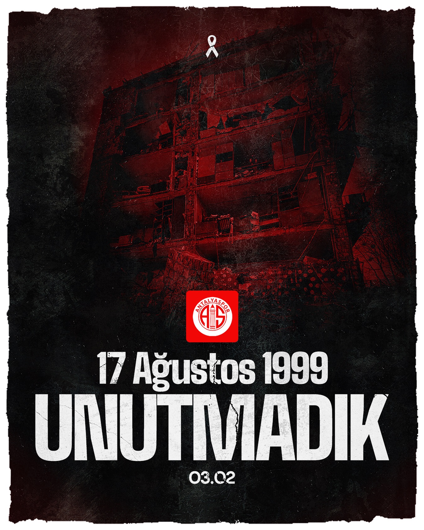 17 Ağustos Depremi'nin 26. Yılı: Antalya Spor FK'dan Anma Mesajı