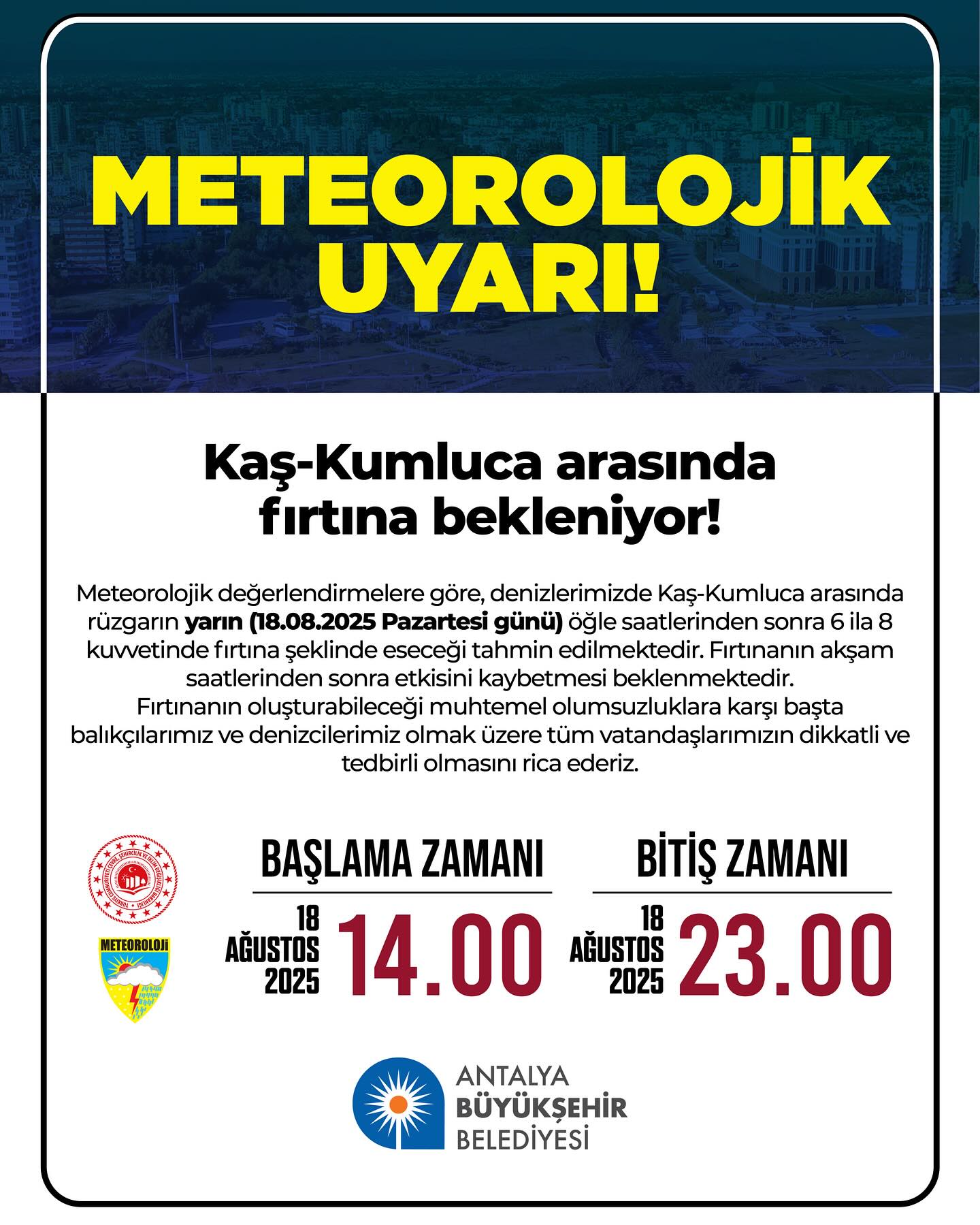Antalya'da Şiddetli Yağışlara Dikkat: Meteorolojik Uyarı