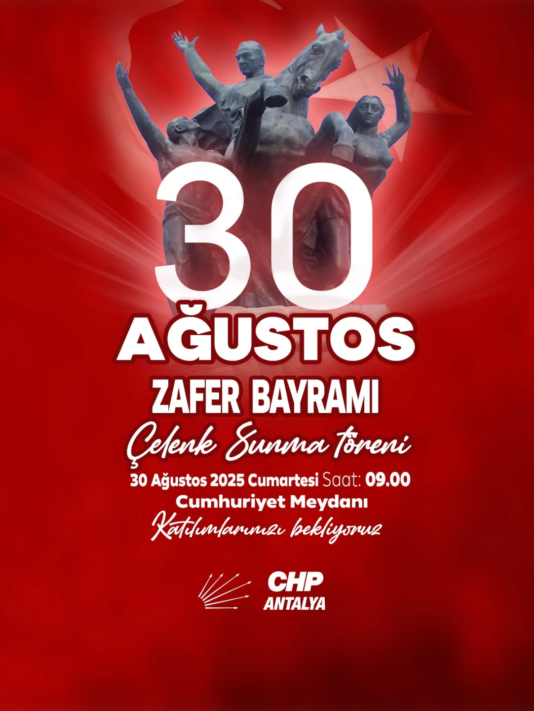 CHP Antalya, 30 Ağustos Zafer Bayramı'nı Coşkuyla Kutlayacak