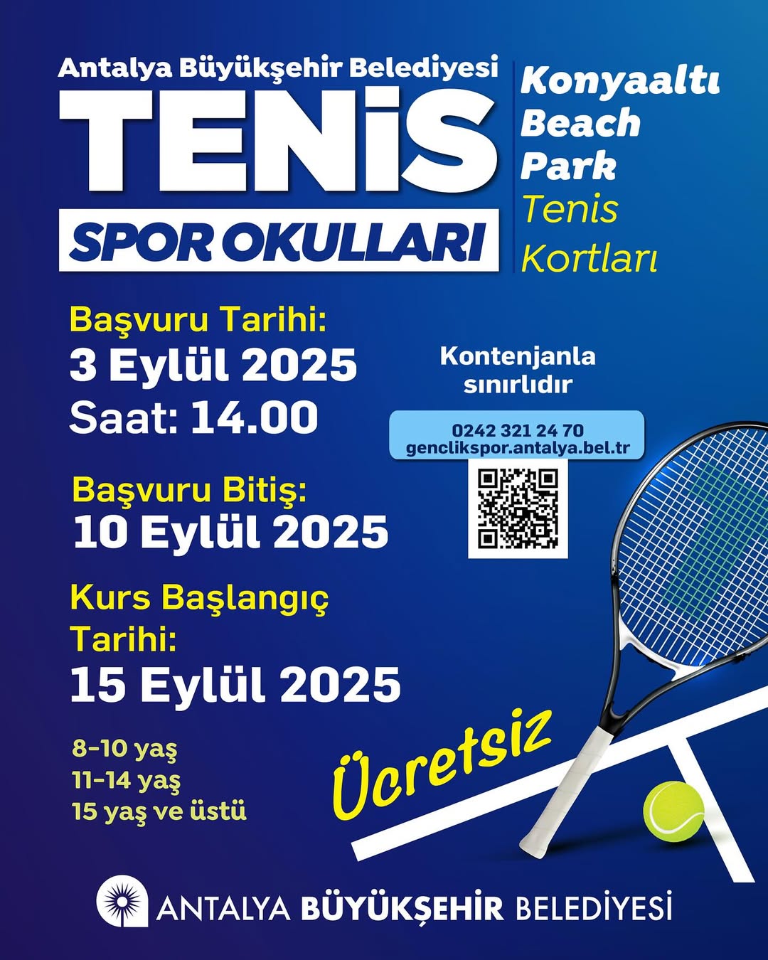 Antalya'da Gençleri Tenise Yönlendiren Ücretsiz Spor Okulları Başlıyor