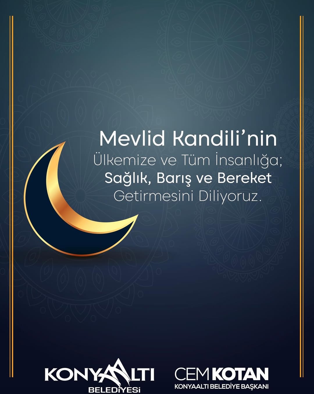 Antalya Konyaaltı Belediyesi'nden Mevlid Kandili Mesajı
