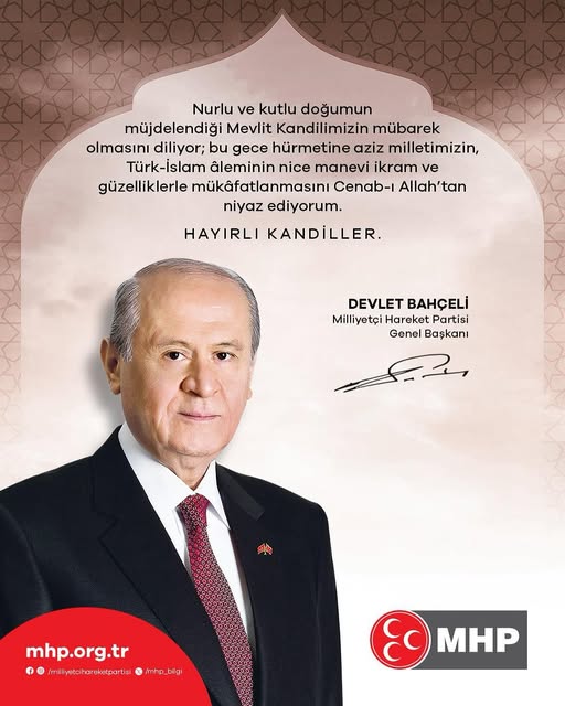 MHP'den Mevlit Kandili Mesajı