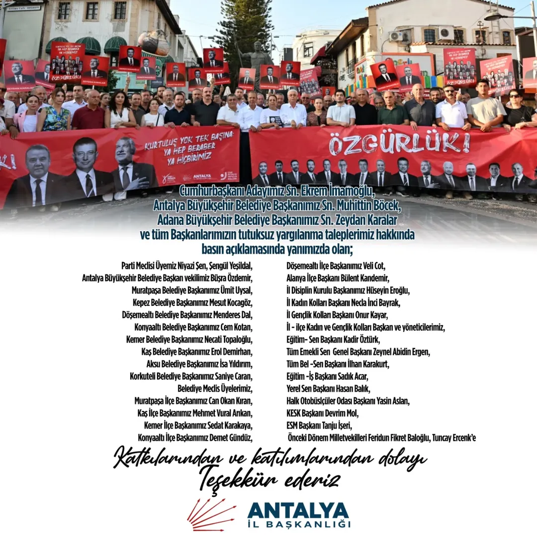 CHP Antalya İl Başkanlığı'ndan Tutuksuz Yargılanma Taleplerine Destek Açıklaması