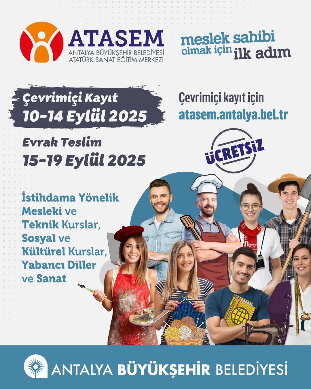 Antalya Büyükşehir Belediyesi Atasem Kursları Kayıtları Başlıyor