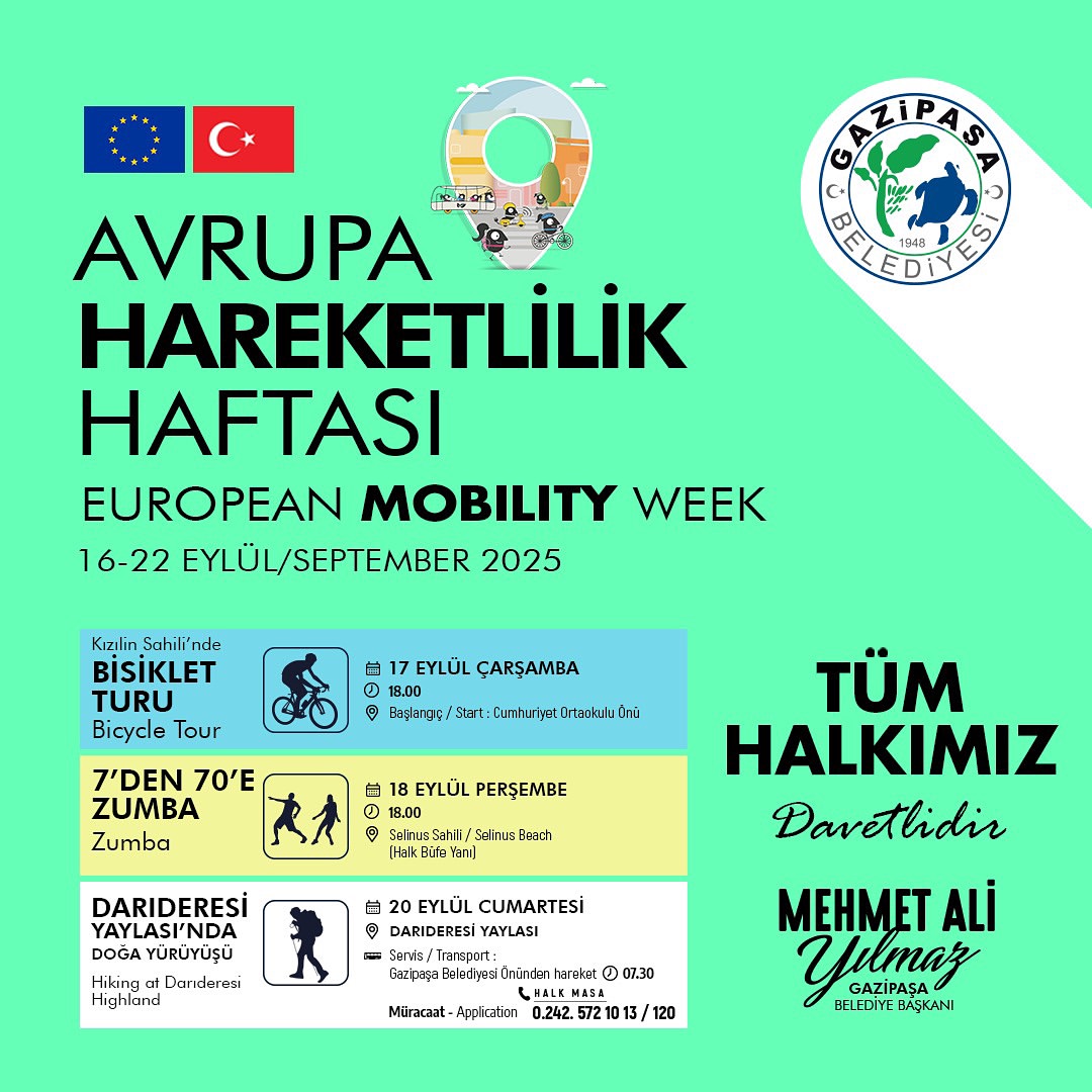 Gazipaşa Belediyesi Avrupa Hareketlilik Haftası Etkinlikleri Başlıyor