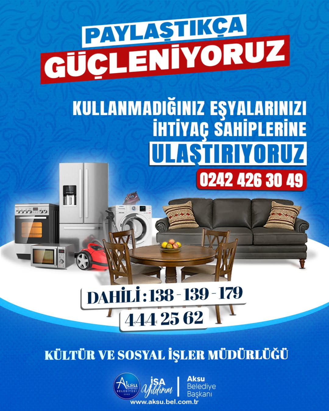 Antalya Aksu Belediyesi'nden İhtiyaç Sahiplerine Destek Projesi
