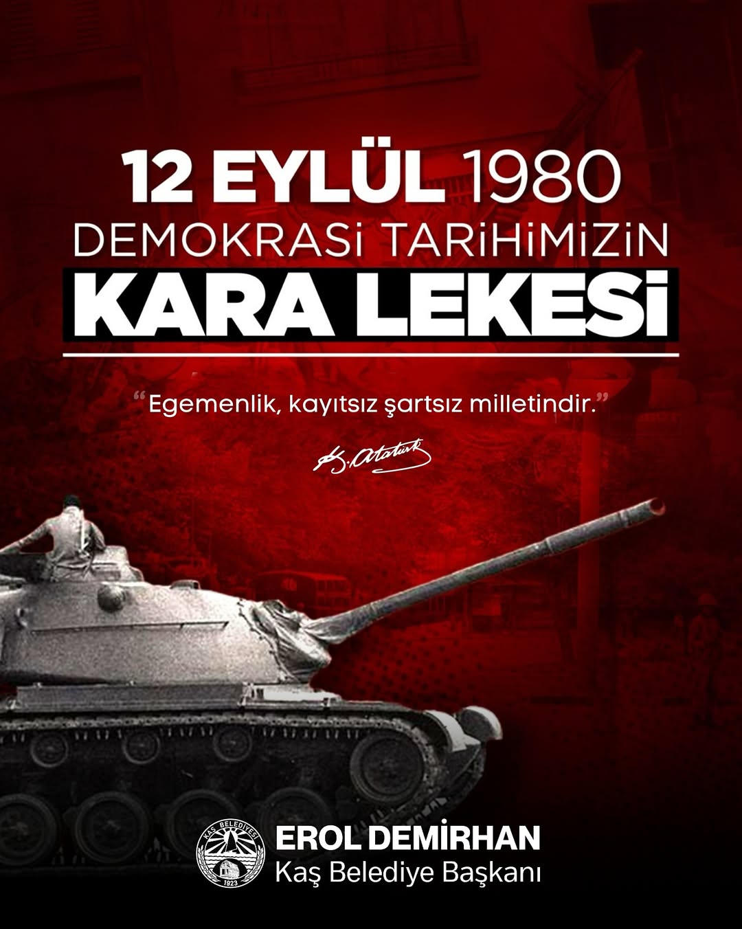 Kaş Belediyesi'nden 12 Eylül Darbesi Anması
