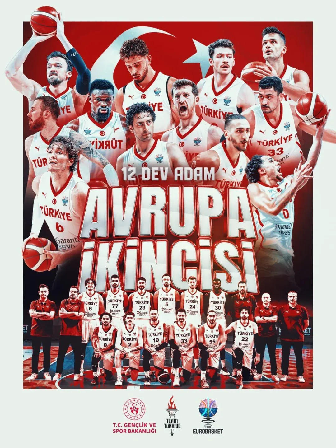 A Erkek Basketbol Milli Takımı Avrupa Şampiyonası'nda İkinci Oldu