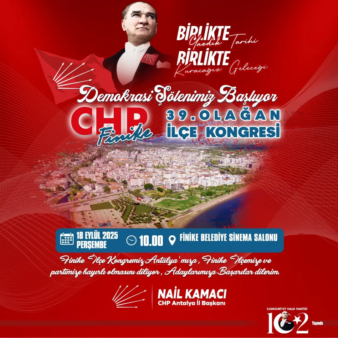 CHP Antalya Finike İlçe Kongresi 18 Eylül'de Yapılıyor