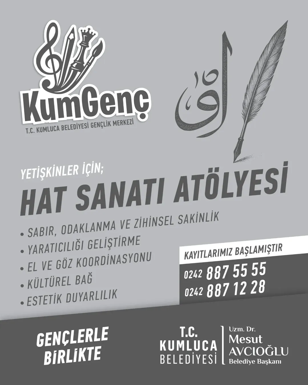 Antalya Kumluca Belediyesi'nden Yetişkinler İçin Hat Sanatı Atölyesi