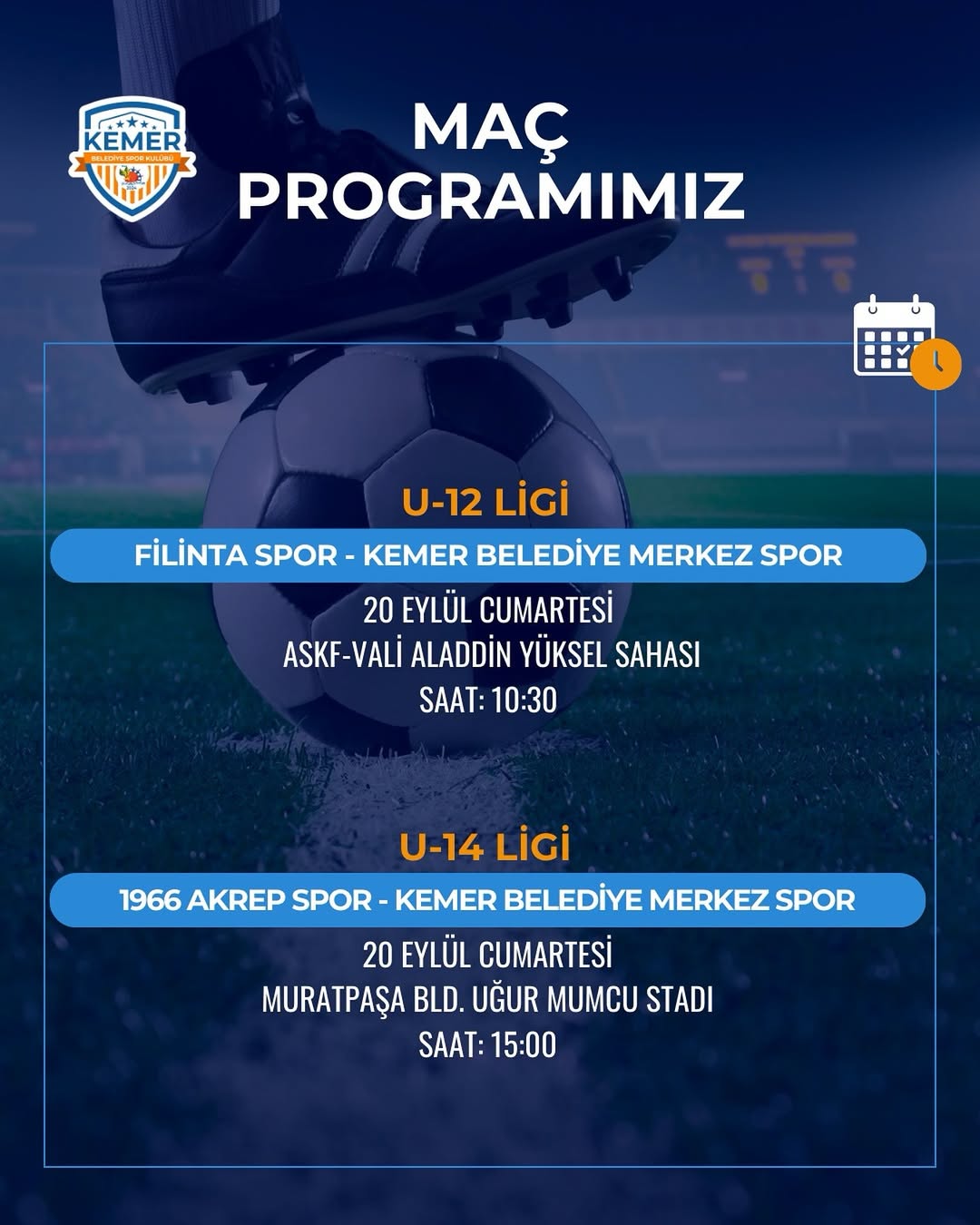 Antalya Kemer Belediyesi Spor Maç Programı Açıklandı