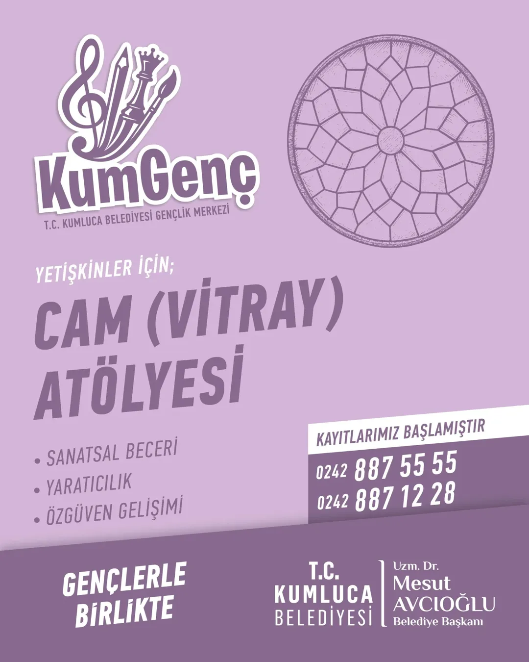 Antalya Kumluca Belediyesi'nden Yetişkinlere Yönelik Cam Vitray Atölyesi