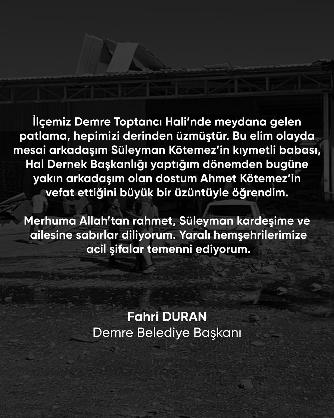 Antalya Demre'de Toptancı Halinde Patlama: Bir Kişinin Hayatını Kaybetti