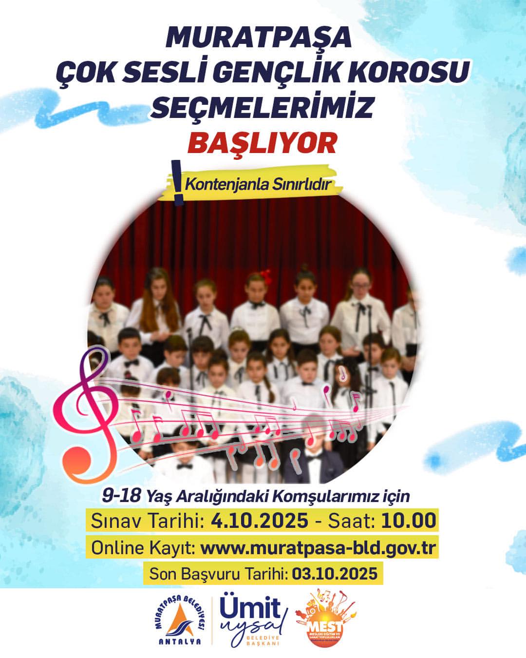 Muratpaşa Belediyesi'nden Genç Seslere Çağrı: Çok Sesli Gençlik Korosu Seçmeleri Başlıyor