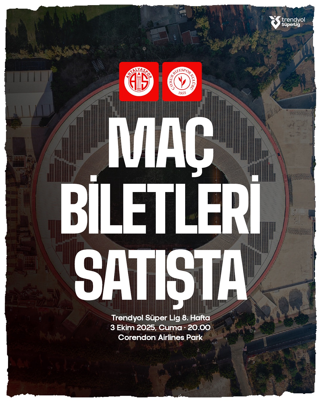 Antalya Spor FK - Çaykur Rizespor Maçı Biletleri Passo'da Satışta