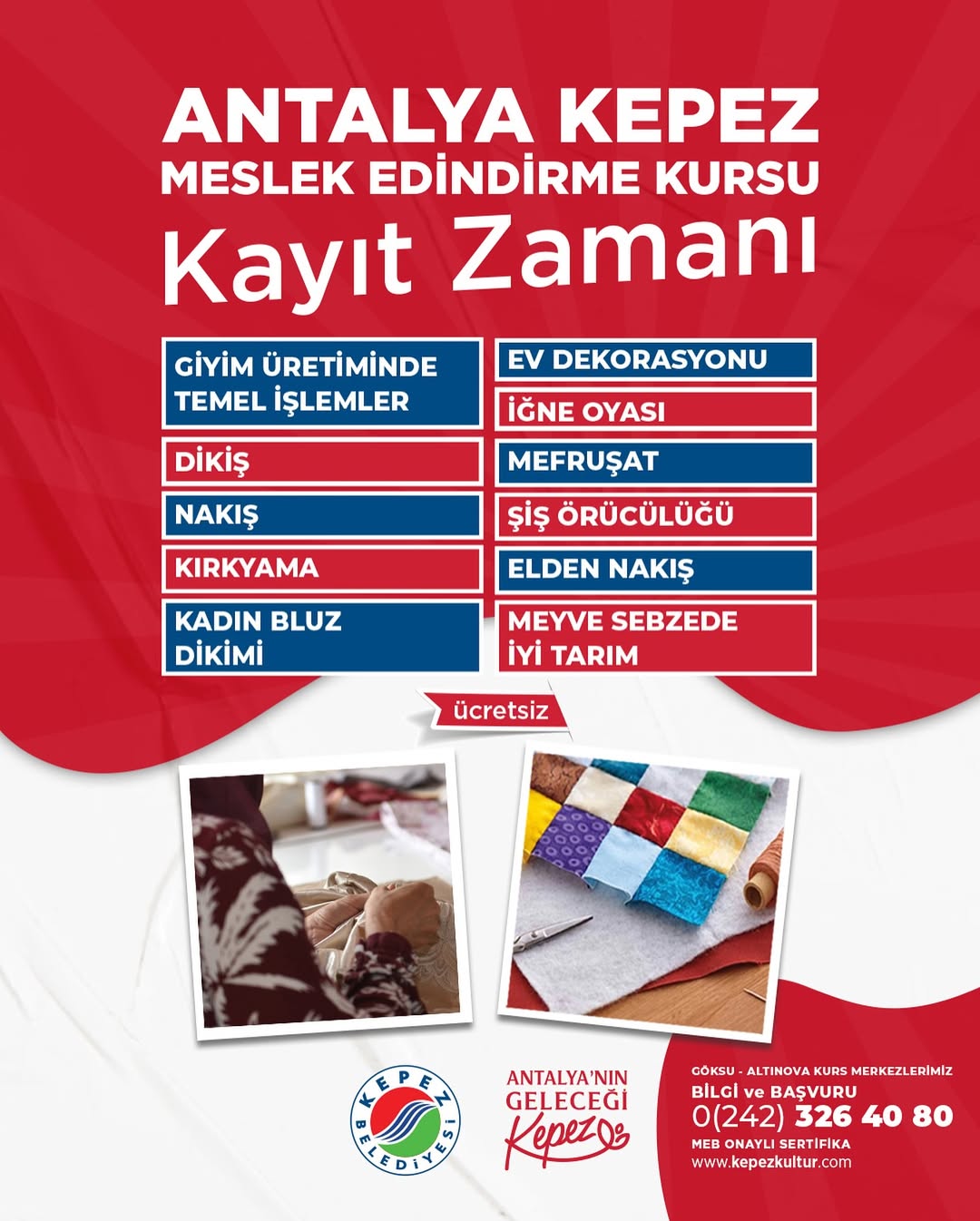 Antalya Kepez Belediyesi'nden Ücretsiz Meslek Edindirme Kursları Başladı