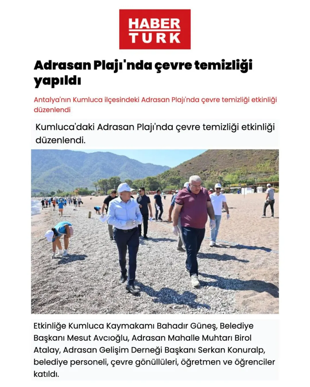 Kumluca'da Adrasan Plajı'nda Çevre Temizliği Seferberliği