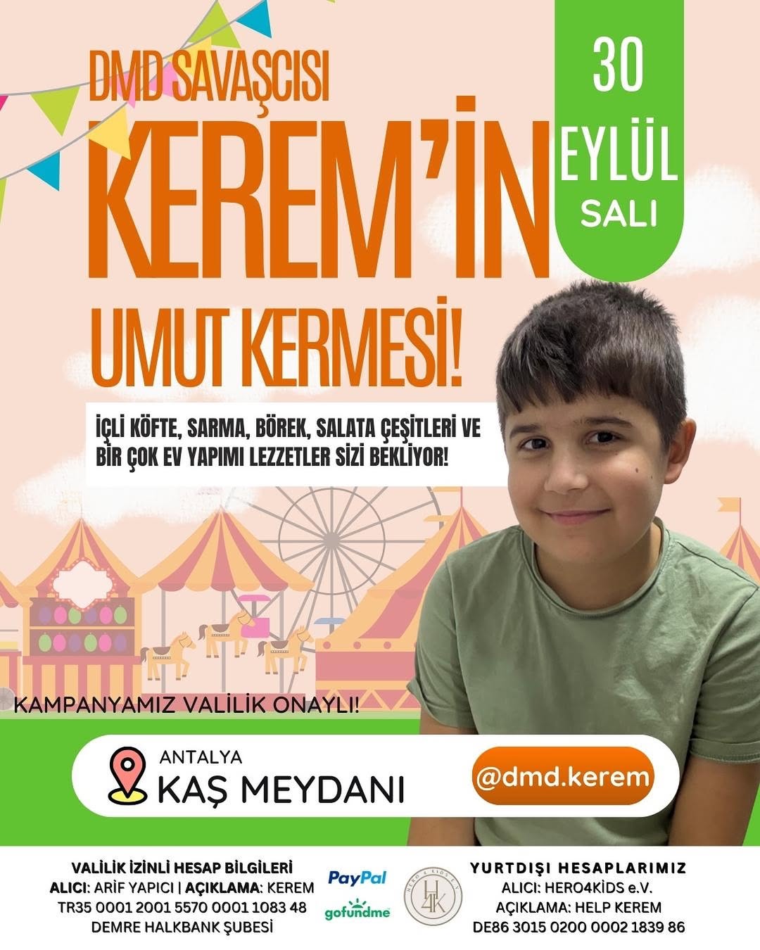 Antalya Kaş'ta DMD Hastası Kerem Yapıcı İçin Umut Kermesi Düzenleniyor