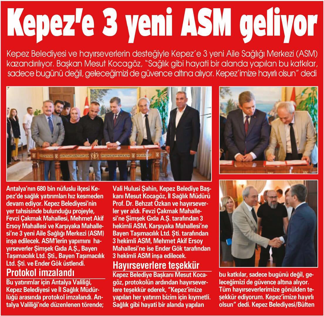 Antalya İl Sağlık Müdürlüğü 29 Eylül Basın Haberleri