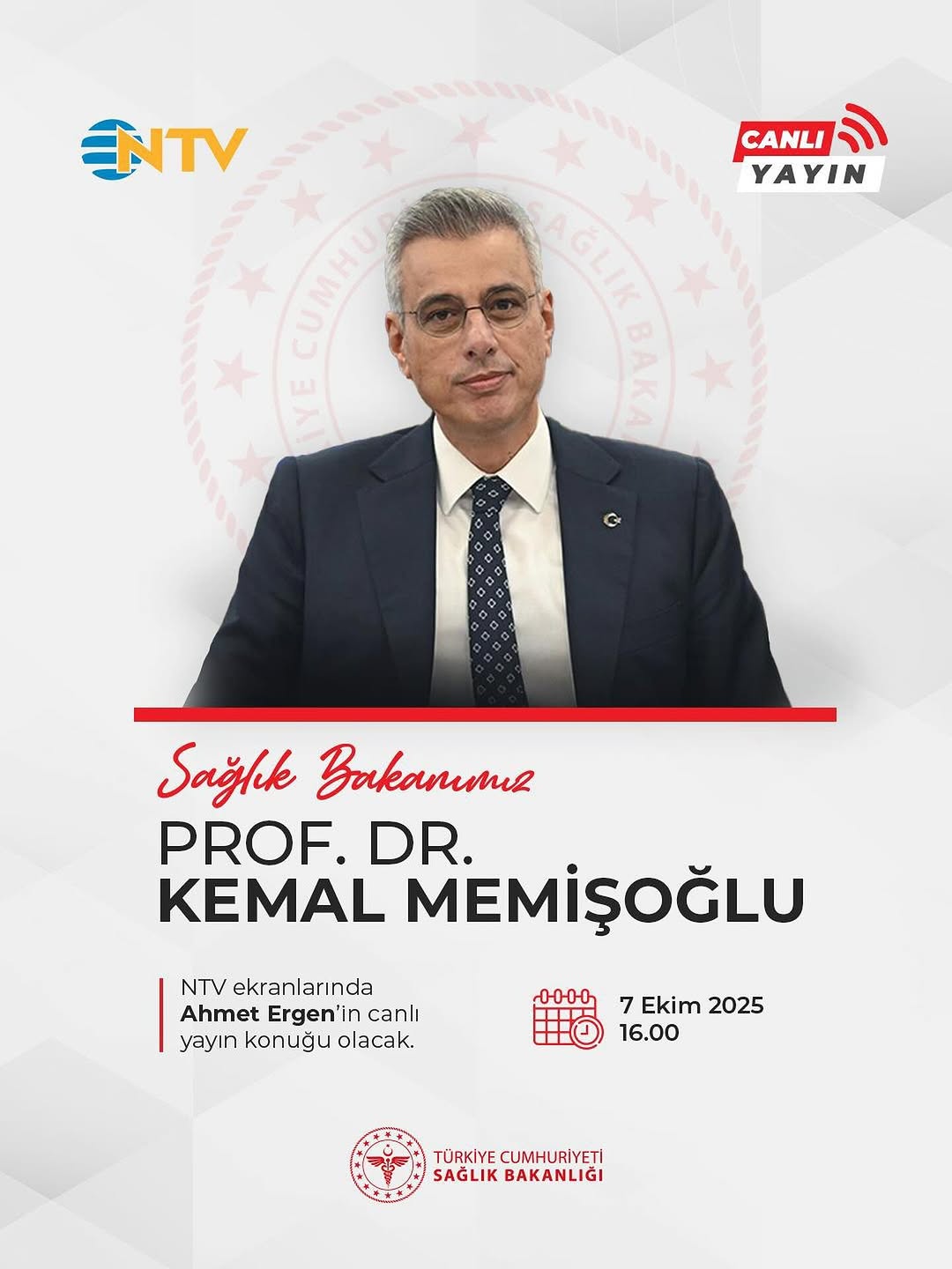 Sağlık Bakanı Memişoğlu, Yarın NTV'de Canlı Yayında Açıklamalarda Bulunacak