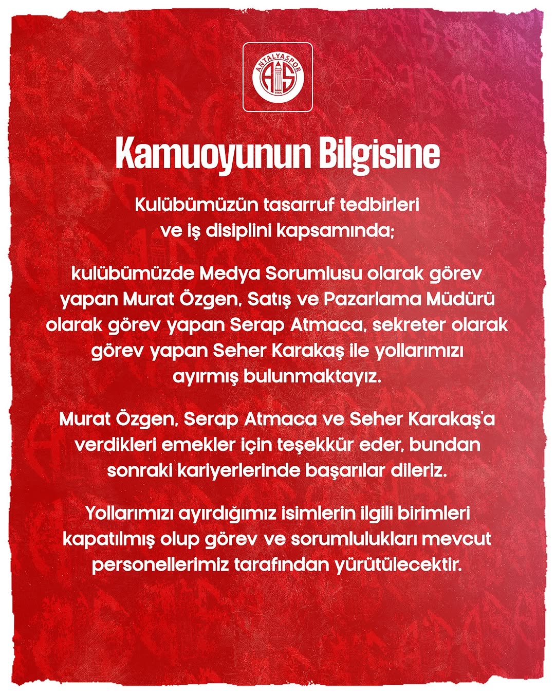 Antalya Spor FK'da Tasarruf Tedbirleri: Üst Düzey İstifalar