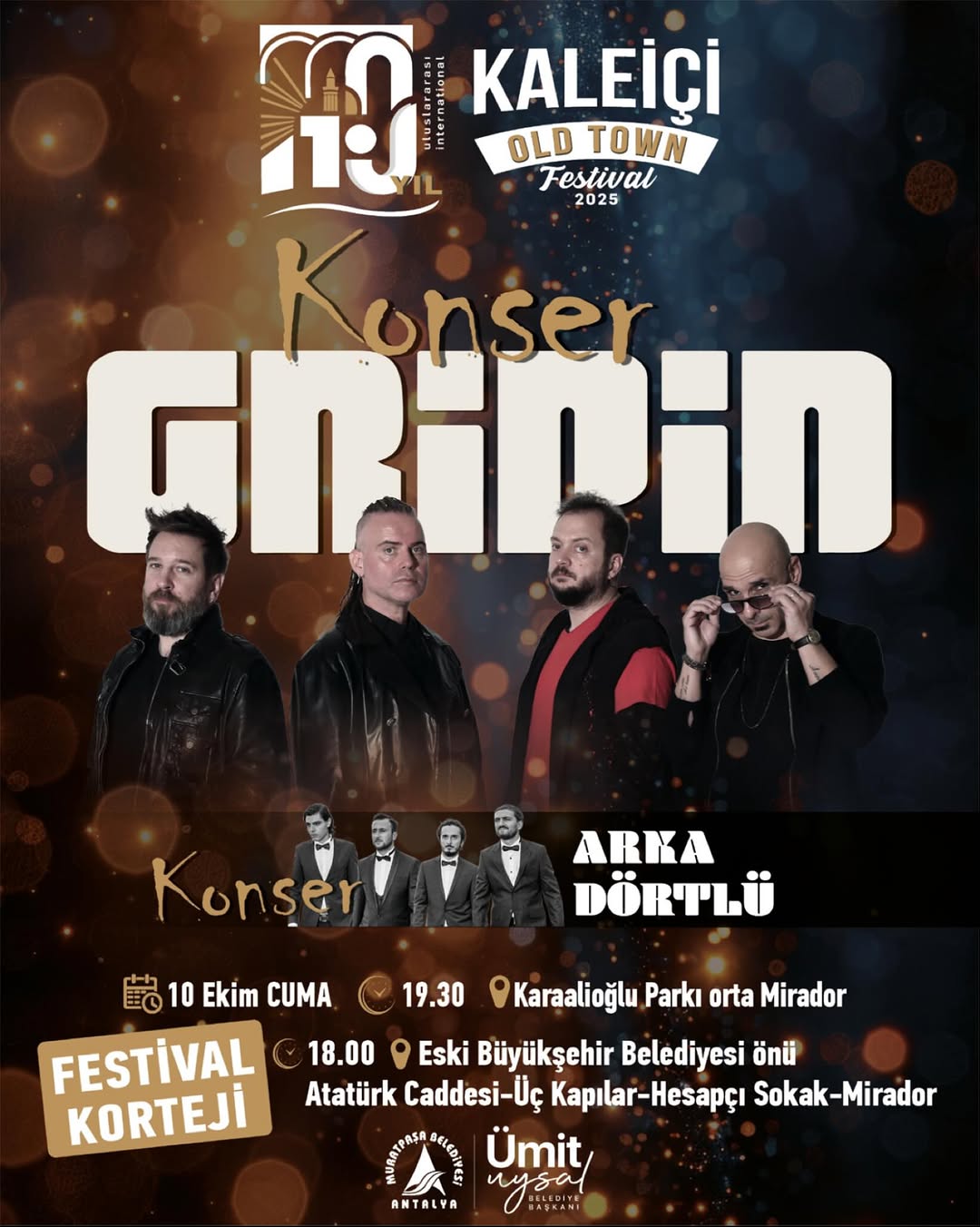 Antalya Kaleiçi'nde 10. Old Town Festivali Başlıyor: Gripin ve Arka Dörtlü Sahne Alacak