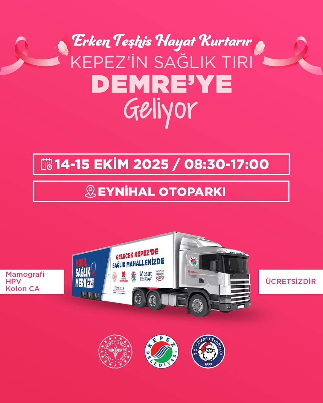 Antalya Demre'de Ücretsiz Kanser Taraması: Erken Teşhis İçin Mobil Sağlık Tırı Geliyor