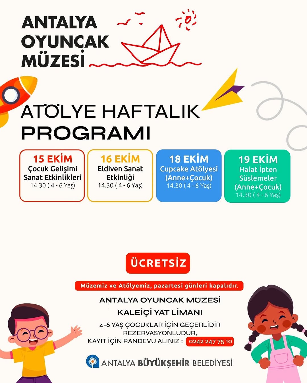 Antalya'da Çocuklar İçin Ücretsiz Sanat Etkinlikleri: Oyuncak Müzesi'nde Renkli Atölyeler