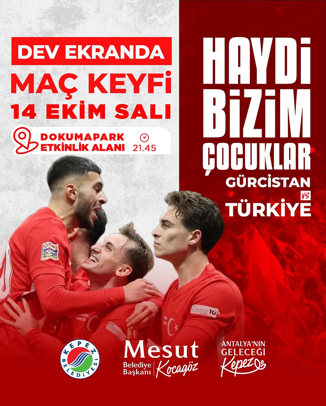 Antalya Kepez'de A Milli Takım Maçı Dokumapark'ta Dev Ekranda İzlenecek