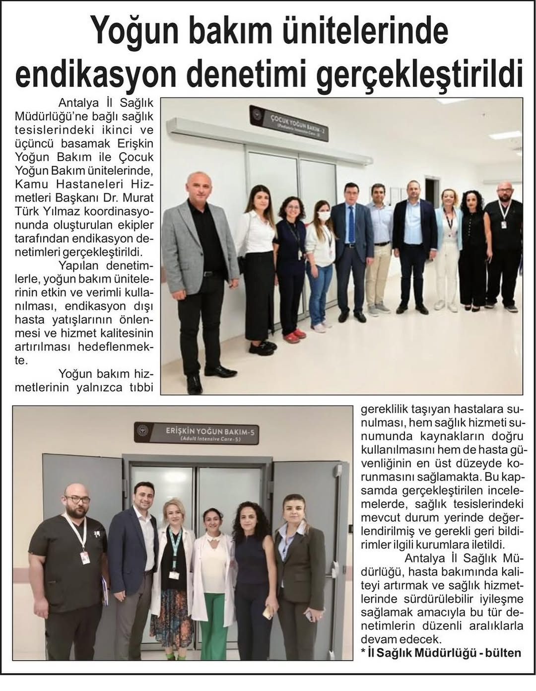 Antalya İl Sağlık Müdürlüğü 16 Ekim Basın Haberleri