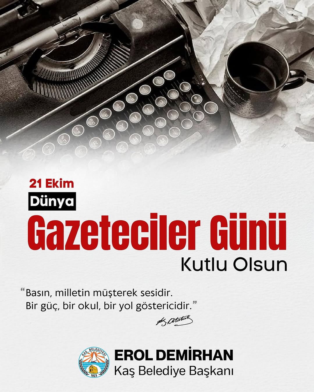 Kaş Belediyesi'nden Gazeteciler Günü Mesajı: Gerçeğin Peşinde Koşanlara Teşekkür