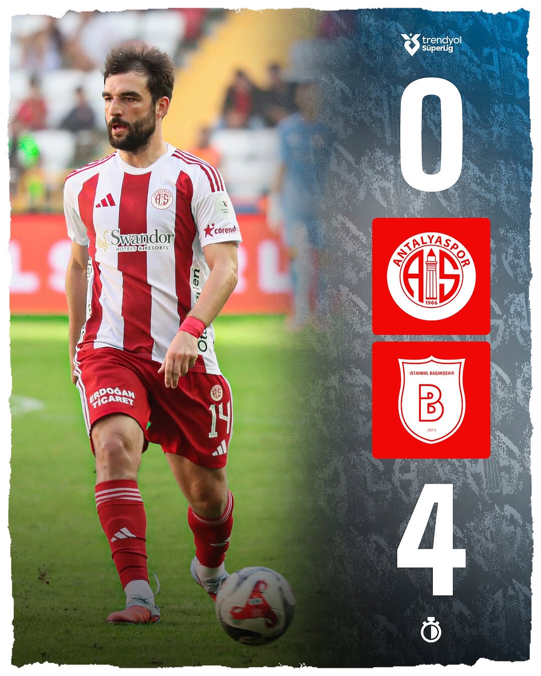 Antalyaspor, Sahanada Başakşehir'e 4-0 Mağlup Oldu
