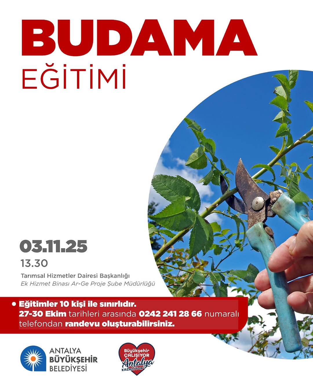 Antalya'da Üreticilere Yönelik Budama Eğitimi Düzenleniyor